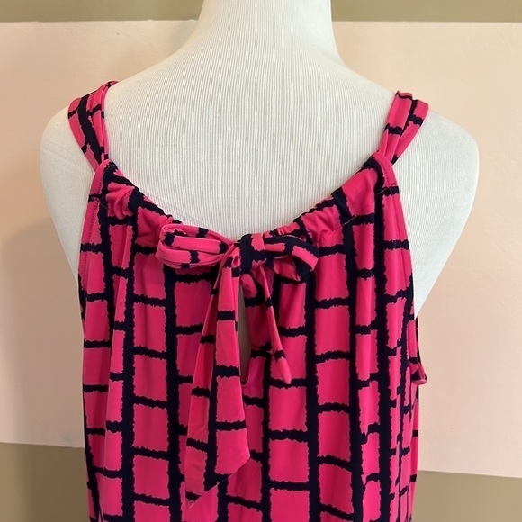 Cynthia Rowley Pink and Navy Blue Square Pattern Halter Top Jersey Dress Size S - Picture 4 of 7